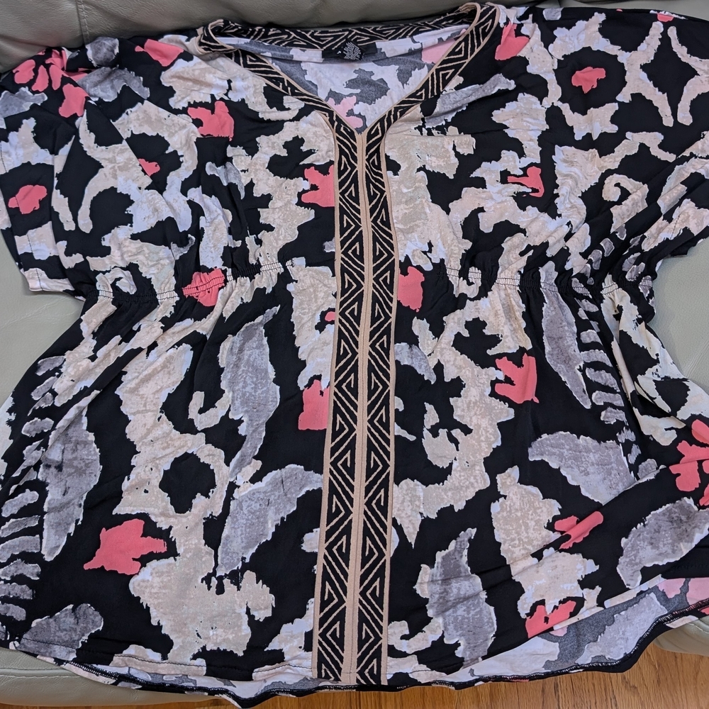 Alfani Black and White Graphic Relaxed Blouse